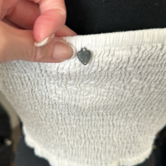 🟢Z&L WOMEN'S COSTA SOLID SMOCKED SLEEVELESS CROP TOP SIZE L WHITE - Picture 5 of 6